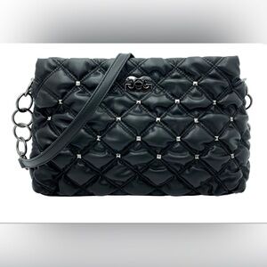 Gilda Paris Waffle Quilted Handbag Black Vegan Leather NWT Sealed